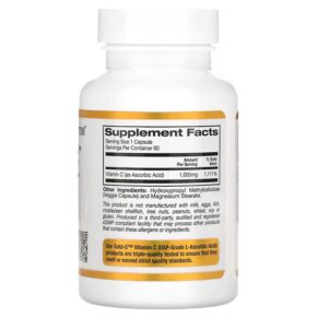 Thực phẩm bổ sung California Gold Nutrition Gold C USP Grade Vitamin C 1.000 mg 60 Veggie Capsules 898220009312