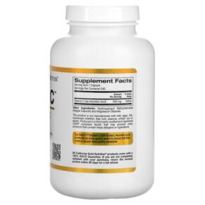 Thực phẩm bổ sung California Gold Nutrition Gold C USP Grade Vitamin C 500 mg 240 Veggie Capsules 898220009343