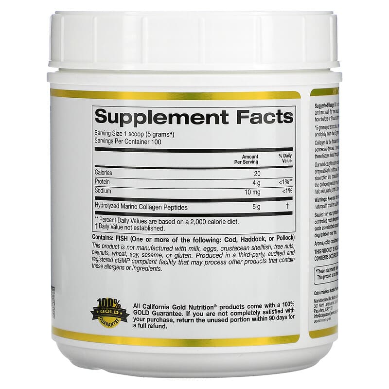 California Gold Nutrition Hydrolyzed Marine Collagen Peptides Unflavored 17.64 oz (500 g) 2 Thực phẩm bổ sung California Gold Nutrition Hydrolyzed Marine Collagen Peptides Unflavored 17.64 oz (500 g) 898220018642
