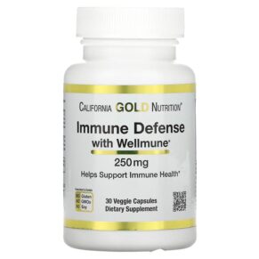 Thực phẩm chức năng California Gold Nutrition Immune Defense with Wellmune Beta-Glucan 250 mg 30 Veggie Capsules 898220017935