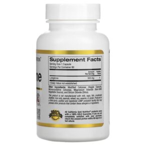 Thực phẩm bổ sung California Gold Nutrition L-Arginine 60 Veggie Capsules 898220011261