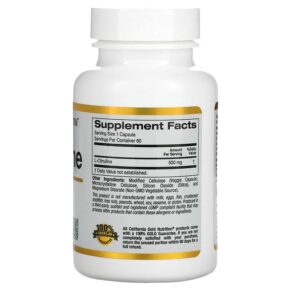 Thực phẩm bổ sung California Gold Nutrition L-Citrulline Kyowa Hakko 500 mg 60 Veggie Capsules 898220011292