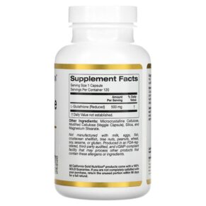 Thực phẩm bổ sung California Gold Nutrition L-Glutathione (Reduced) 500 mg 120 Veggie Capsules 898220018987