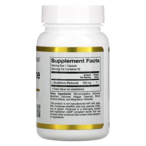 Thực phẩm bổ sung California Gold Nutrition L-Glutathione (Reduced) 500 mg 30 Veggie Capsules 898220018970