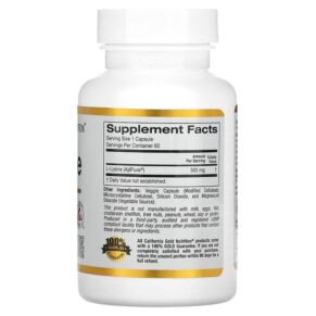 California Gold Nutrition L-Lysine 500 mg 60 Veggie Capsules 3 Thực phẩm bổ sung California Gold Nutrition L-Lysine 500 mg 60 Veggie Capsules 898220011322