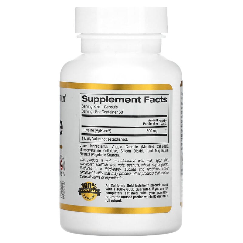 California Gold Nutrition L-Lysine 500 mg 60 Veggie Capsules 2 Thực phẩm bổ sung California Gold Nutrition L-Lysine 500 mg 60 Veggie Capsules 898220011322
