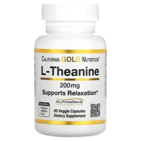 Thực phẩm chức năng California Gold Nutrition L-Theanine Featuring AlphaWave 200 mg 60 Veggie Capsules 898220012428