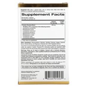 Thực phẩm bổ sung California Gold Nutrition LactoBif 100 Probiotics 100 Billion CFU 30 Veggie Capsules 898220010530