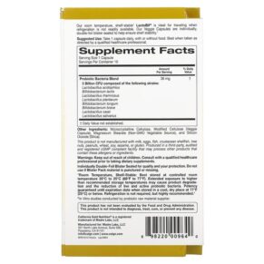 Thực phẩm bổ sung California Gold Nutrition LactoBif 5 Probiotics 5 Billion CFU 10 Veggie Capsules 898220009640