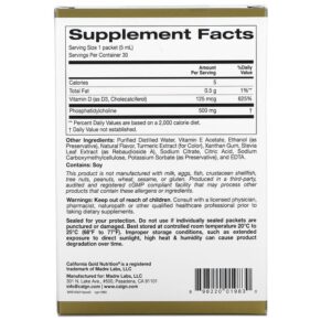 Thực phẩm bổ sung California Gold Nutrition Liposomal Vitamin D3 125 mcg (5.000 IU) 30 Packets (5.0 ml) 898220019830