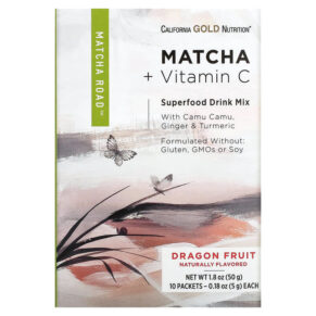 Thực phẩm chức năng California Gold Nutrition MATCHA ROAD Matcha + Vitamin C - Dragon Fruit 10 Count 898220021598