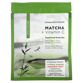 Thực phẩm chức năng California Gold Nutrition MATCHA ROAD Matcha + Vitamin C - Trial Pack 3 Count 898220021635