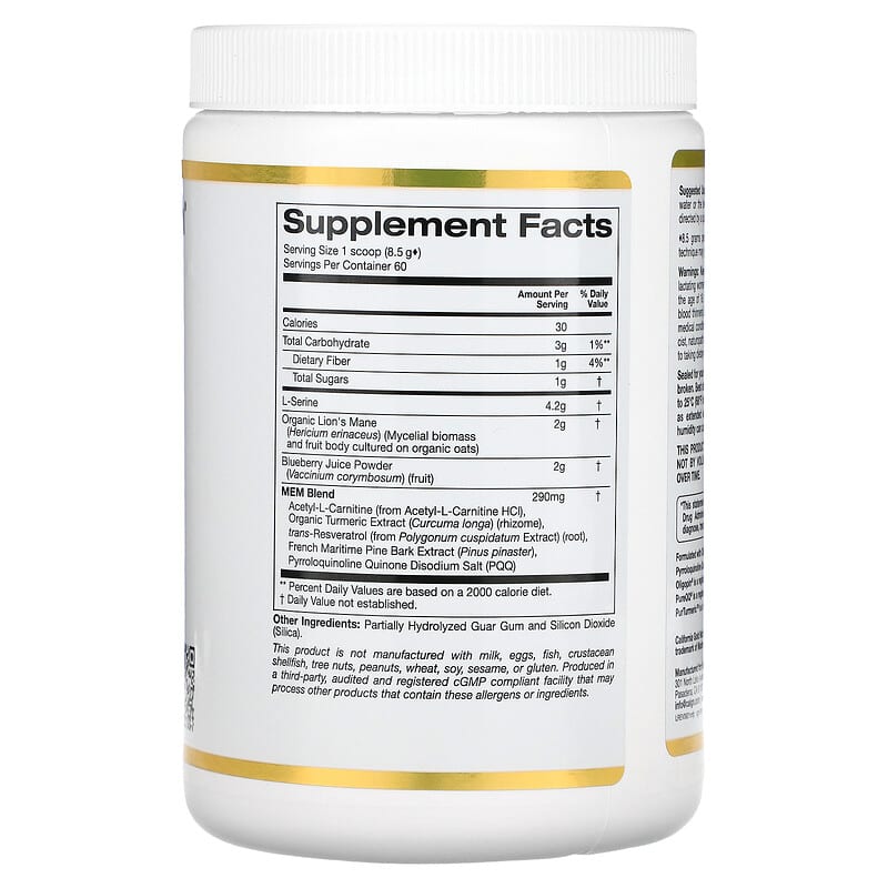 California Gold Nutrition MEM Food Memory & Cognitive Support 1.12 lb (510 g) 2 Thực phẩm bổ sung California Gold Nutrition MEM Food Memory & Cognitive Support 1.12 lb (510 g) 898220018864