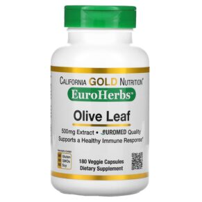 Thực phẩm chức năng California Gold Nutrition Olive Leaf Extract EuroHerbs European Quality 500 mg 180 Veggie Capsules 898220012824