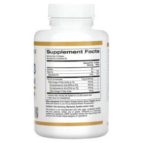 Thực phẩm bổ sung California Gold Nutrition Omega-3 Premium Fish Oil 180 EPA / 120 DHA 100 Fish Gelatin Softgels 898220009527