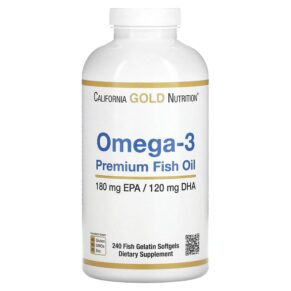 Thực phẩm chức năng California Gold Nutrition Omega-3 Premium Fish Oil 240 Fish Gelatin Softgels 898220013302
