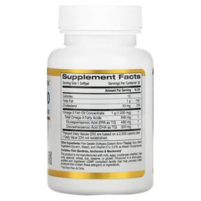 Thực phẩm bổ sung California Gold Nutrition Omega 800 Pharmaceutical Grade Fish Oil 80% EPA/DHA Triglyceride Form 1.000 mg 30 Fish Gelatin Softgels 898220012510