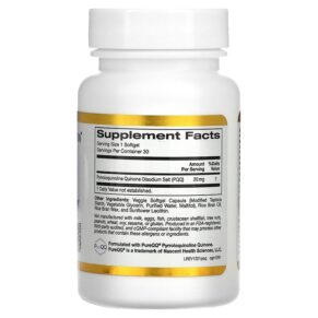 California Gold Nutrition PQQ 20 mg 30 Veggie Softgels 3 Thực phẩm bổ sung California Gold Nutrition PQQ 20 mg 30 Veggie Softgels 898220012916