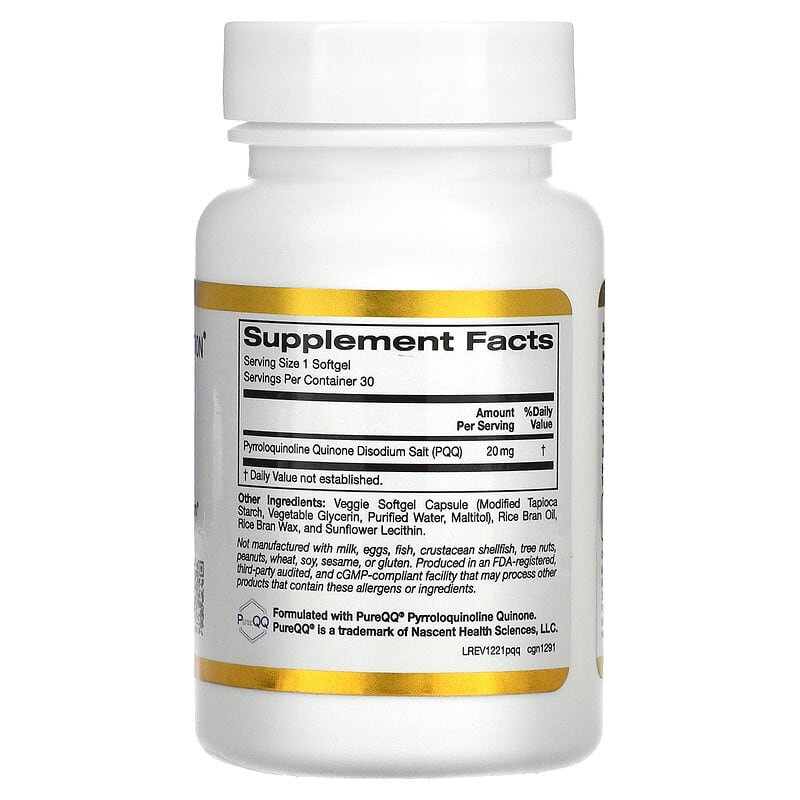 California Gold Nutrition PQQ 20 mg 30 Veggie Softgels 2 Thực phẩm bổ sung California Gold Nutrition PQQ 20 mg 30 Veggie Softgels 898220012916