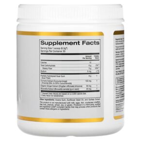 Thực phẩm bổ sung California Gold Nutrition Prebiotic Fiber Plus Turmeric Ginger & Boswellia 6.7 oz (189 g) 898220020324