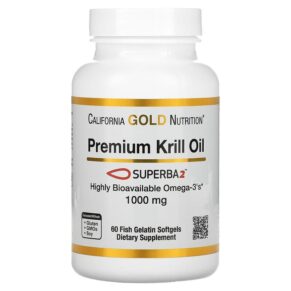 Thực phẩm chức năng California Gold Nutrition Premium Krill Oil with Superba2 1.000 mg 60 Fish Gelatin Softgels 898220018086