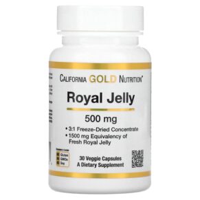 Thực phẩm chức năng California Gold Nutrition Royal Jelly Concentrated & Freeze Dried 500 mg 30 Veggie Caps 898220009534