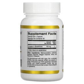 Thực phẩm bổ sung California Gold Nutrition S-Acetyl L-Glutathione 100 mg 30 Veggie Capsules 898220018994
