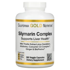 Thực phẩm chức năng California Gold Nutrition Silymarin Complex Milk Thistle Extract Plus Dandelion Artichoke Curcumin C3 Complex Ginger and BioPerine 360 Veggie Capsules 898220013784
