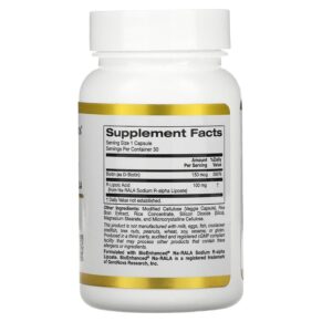 Thực phẩm bổ sung California Gold Nutrition Stabilized R-Lipoic Acid 30 Veggie Capsules 898220020065