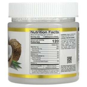 Thực phẩm bổ sung California Gold Nutrition SUPERFOODS - Cold Pressed Organic Virgin Coconut Oil 16 fl oz (473 ml) 898220011902