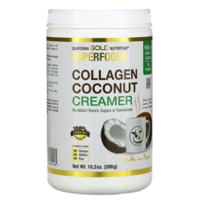 Thực phẩm chức năng California Gold Nutrition SUPERFOODS Collagen Coconut Creamer Powder Unsweetened 10.2 oz (288 g) 898220012084