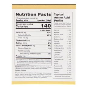 Thực phẩm bổ sung California Gold Nutrition SUPERFOODS Collagen Coconut Creamer Unsweetened 12 Packets 0.85 oz (24 g) Each 898220012107