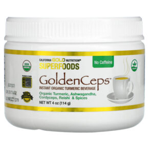 Thực phẩm chức năng California Gold Nutrition SUPERFOODS - GoldenCeps Organic Turmeric with Adaptogens 4 oz (114 g) 898220014361
