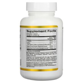 Thực phẩm bổ sung California Gold Nutrition TheanineUP Focused Energy L-Theanine & Caffeine 60 Veggie Capsules 898220012411