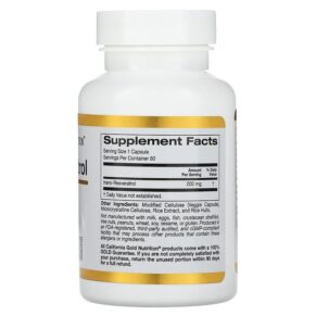 Thực phẩm bổ sung California Gold Nutrition Trans-Resveratrol 200 mg 60 Veggie Capsules 898220011742