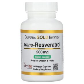 Thực phẩm chức năng California Gold Nutrition Trans-Resveratrol 200 mg 60 Veggie Capsules 898220011742