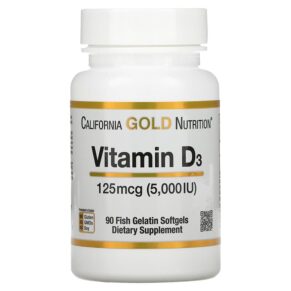 Thực phẩm chức năng California Gold Nutrition Vitamin D3 125 mcg (5.000 IU) 90 Fish Gelatin Softgels 898220010653