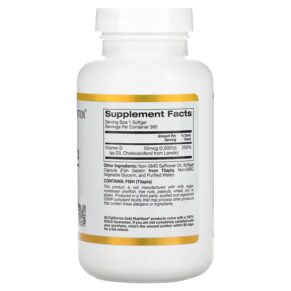 Thực phẩm bổ sung California Gold Nutrition Vitamin D3 50 mcg (2.000 IU) 360 Fish Gelatin Softgels 898220011803
