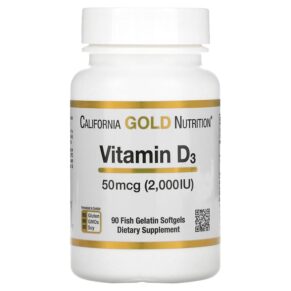 Thực phẩm chức năng California Gold Nutrition Vitamin D3 50 mcg (2.000 IU) 90 Fish Gelatin Softgels 898220011797