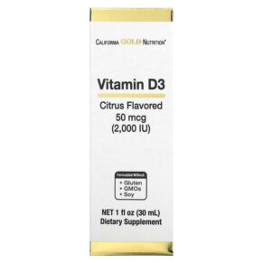 Thực phẩm chức năng California Gold Nutrition Vitamin D3 (Citrus) 2.000 IU 1 fl oz (30 ml) 898220021147