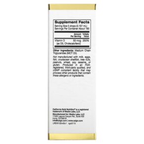California Gold Nutrition Vitamin D3 (Unflavored) 2.000 IU 1 fl oz (30 ml) 3 Thực phẩm bổ sung California Gold Nutrition Vitamin D3 (Unflavored) 2.000 IU 1 fl oz (30 ml) 898220021154