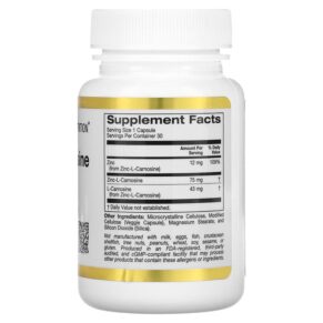 Thực phẩm bổ sung California Gold Nutrition Zinc-L-Carnosine Complex 30 Veggie Capsules 898220021710