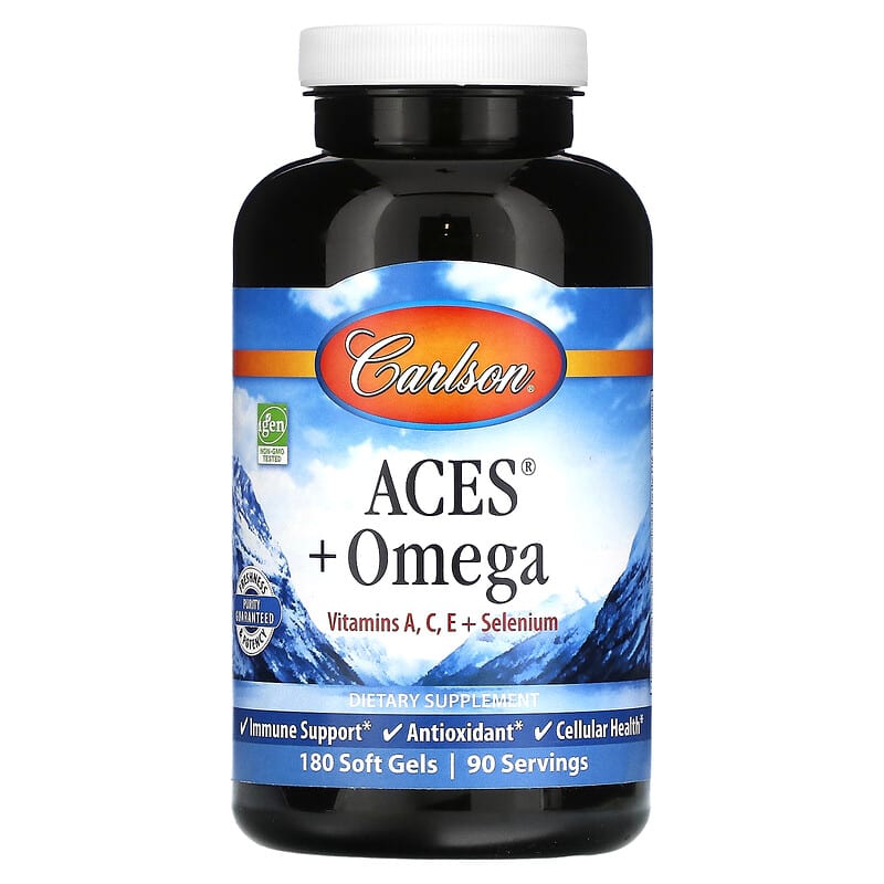 Carlson ACES + Omega 180 Softgels 8 Thực phẩm chức năng Carlson ACES + Omega 180 Softgels 088395444203