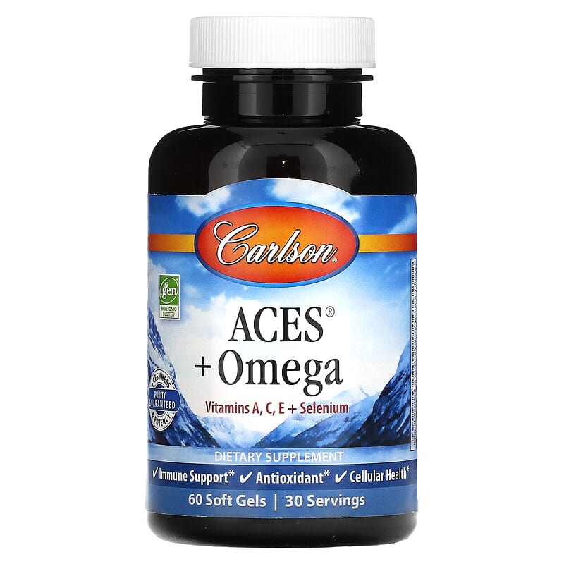 Carlson ACES + Omega 60 Softgels 8 Thực phẩm chức năng Carlson ACES + Omega 60 Softgels 088395444005