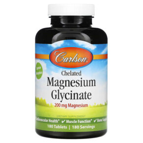 Thực phẩm chức năng Carlson Chelated Magnesium Glycinate 200 mg 180 Tablets 088395056123