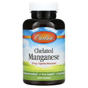 Thực phẩm chức năng Carlson Chelated Manganese 20 mg 250 Tablets 088395056321