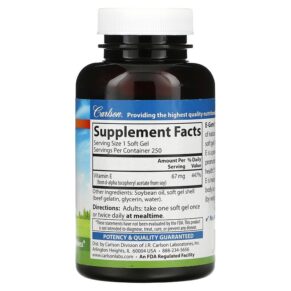 Thực phẩm bổ sung Carlson E-Gems 67 mg (100 IU) 250 Softgels 088395003127