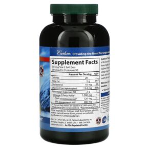 Thực phẩm bổ sung Carlson EcoSmart Omega-3 Natural Lemon 500 mg 180 Soft Gels 088395018022