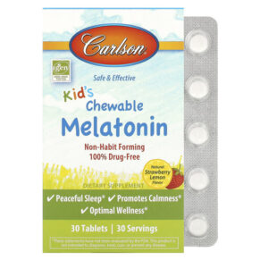 Thực phẩm chức năng Carlson Kid's Chewable Melatonin Strawberry Lemon 30 Tablets 088395874307