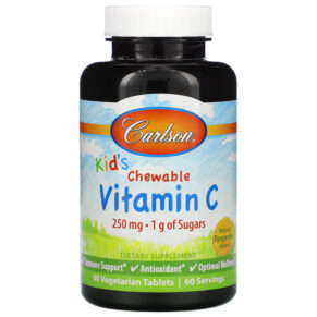 Thực phẩm chức năng Carlson Kid's Chewable Vitamin C Natural Tangerine 250 mg 60 Vegetarian Tablets 088395031007